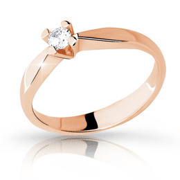 Zlatý zásnubní prsten DF 2100, růžové zlato, s briliantem