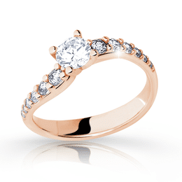 Zlatý zásnubní prsten DF 2102, růžové zlato, s diamantem