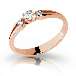 Zlatý zásnubní prsten DF 2105, růžové zlato, s briliantem