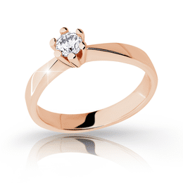 Zlatý zásnubní prsten DF 2107, růžové zlato, s briliantem