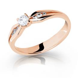 Zlatý zásnubní prsten DF 2122, růžové zlato, s briliantem