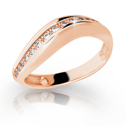 Zlatý dámský prsten DF 2131 z růžového zlata, s briliantem