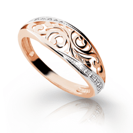 Zlatý dámský prsten DF 2133 z růžového zlata, s briliantem