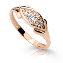 Zlatý zásnubní prsten DF 2329, růžové zlato, s briliantem