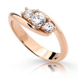 Zlatý dámský prsten DF 2333 z růžového zlata, s briliantem