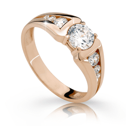 Zlatý prsten DF 2352, růžové zlato, s briliantem