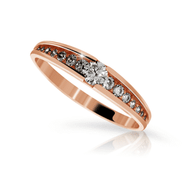 Zlatý dámský prsten DF 2804 z růžového zlata, s briliantem