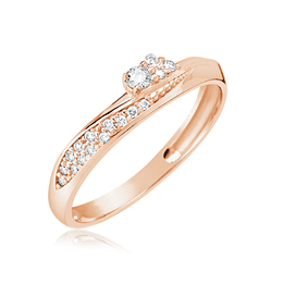 Zlatý prsten DF 2862, růžové zlato, s briliantem