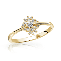 Zlatý zásnubní prsten DF 3055, žluté zlato, s briliantem