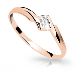 Zlatý zásnubní prsten DF 1113, růžové zlato, s briliantem