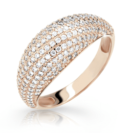 Zlatý dámský prsten DF 2546 z růžového zlata, s briliantem