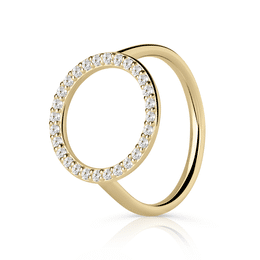 Zlatý dámsky prsteň DF 3781 zo žltého zlata, s briliantmi
