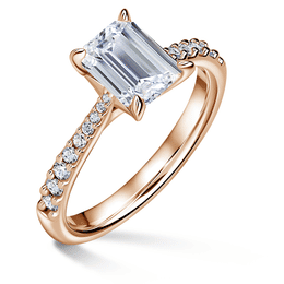 Arlene Side Stones | Zásnubní prsten se středovým kamenem 1.800ct, růžové zlato, s diamanty