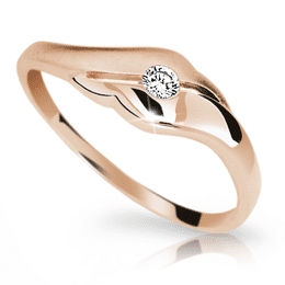 Zlatý dámský prsten DF 1838 z růžového zlata, s briliantem