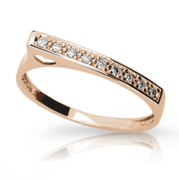 Zlatý dámský prsten DF 2003 z růžového zlata, s briliantem