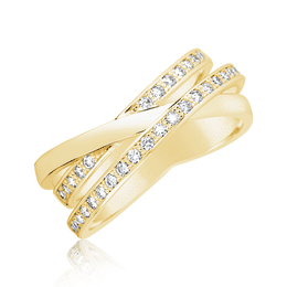 Zlatý dámský prsten DF 3255 ze žlutého zlata, s briliantem