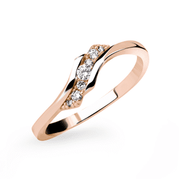 Zlatý dámský prsten DF 3051 z růžového zlata, s briliantem