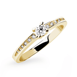 Zlatý zásnubní prsten DF 4094, žluté zlato, s briliantem