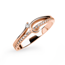 Zlatý dámský prsten DF 2950 z růžového zlata, s briliantem