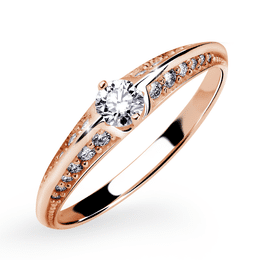 Zlatý dámský prsten DF 2799 z růžového zlata, s briliantem