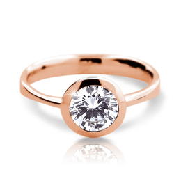 Zlatý zásnubní prsten DF 2274, růžové zlato, s briliantem