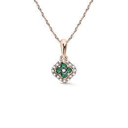 Gold Damenanhänger DF 3319, Roségold, Smaragde mit Diamanten