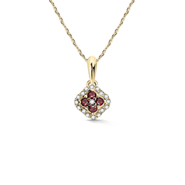 Zlatý dámský přívěsek DF 3319, žluté zlato, rubíny s diamanty