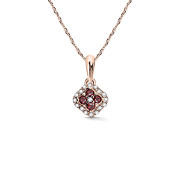 Gold Damenanhänger DF 3319, Roségold, Rubine mit Diamanten