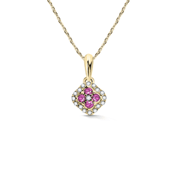 Gold Damenanhänger DF 3319, Gelbgold, rosa Saphire mit Diamanten
