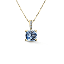 Zlatý dámský přívěsek DF 5168, žluté zlato, topaz blue s diamanty