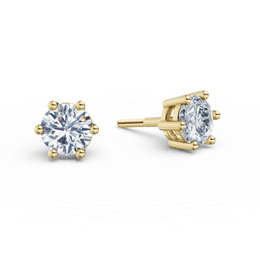 Dámske náušnice DF 3696, žlté zlato s laboratórnymi diamantmi s hmotnosťou 1,00 ct VS1/F