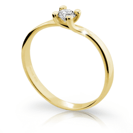 Zlatý zásnubní prsten DLR 1855, žluté zlato, se zirkonem