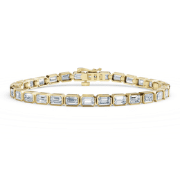 Dámský tenisový náramek DF 6509 ze žlutého zlata, s laboratorními diamanty, velikost M