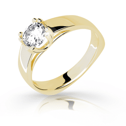 Zlatý zásnubní prsten DLR 1888, žluté zlato, se zirkonem