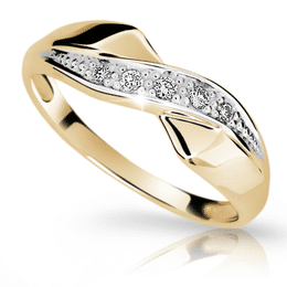 Zlatý prsten DLR 1915 ze žlutého zlata, se zirkony