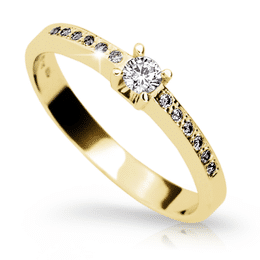 Zlatý zásnubný prsteň DF 1917, žlté zlato, so zirkónom