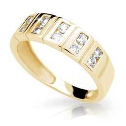 Zlatý prsten DLR 2079 ze žlutého zlata, se zirkony