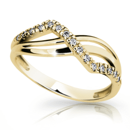 Zlatý prsten DLR 2082 ze žlutého zlata, se zirkony