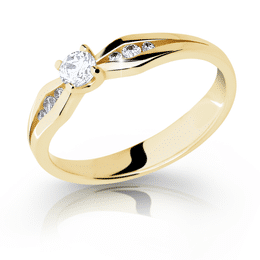Zlatý zásnubní prsten DLR 2122, žluté zlato, se zirkony
