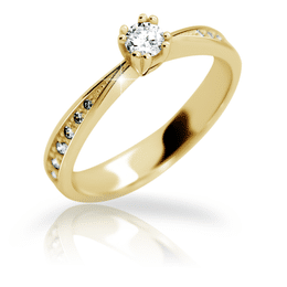 Zlatý zásnubní prsten DLR 2123 ze žlutého zlata, se zirkony