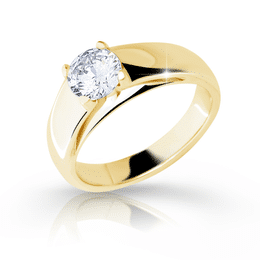 Zlatý zásnubní prsten DLR 2130 ze žlutého zlata, se zirkonem