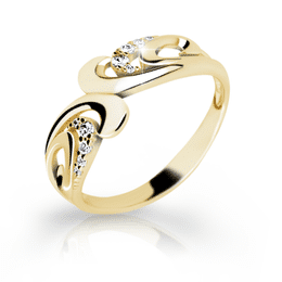 Zlatý prsten DLR 2144 ze žlutého zlata, se zirkony