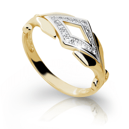 Zlatý prsten DLR 2145 ze žlutého zlata, se zirkony