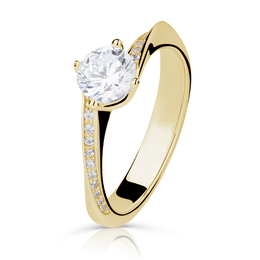 Zlatý zásnubní prsten DLR 2922 ze žlutého zlata, se zirkony