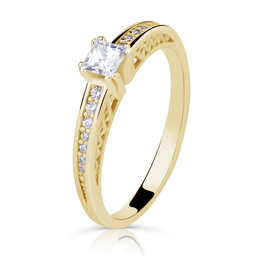Zlatý zásnubní prsten DLR 2891, žluté zlato, se zirkony