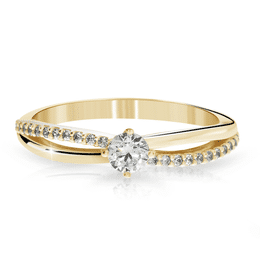 Zlatý zásnubný prsteň DLR 2837, žlté zlato, so zirkónmi