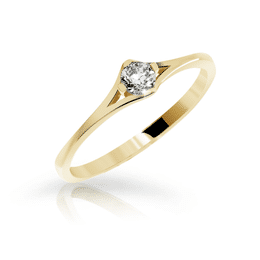 Zlatý zásnubní prsten DLR 2957 ze žlutého zlata, se zirkonem
