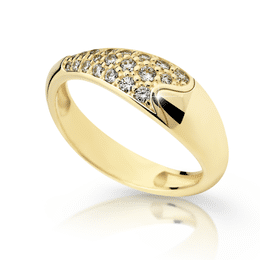 Zlatý zásnubní prsten DLR 2309 ze žlutého zlata, se zirkony