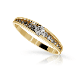 Zlatý prsten DF 2804 ze žlutého zlata, s briliantem