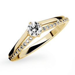 Zlatý zásnubní prsten DF 2847, žluté zlato, s briliantem